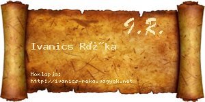 Ivanics Réka névjegykártya
